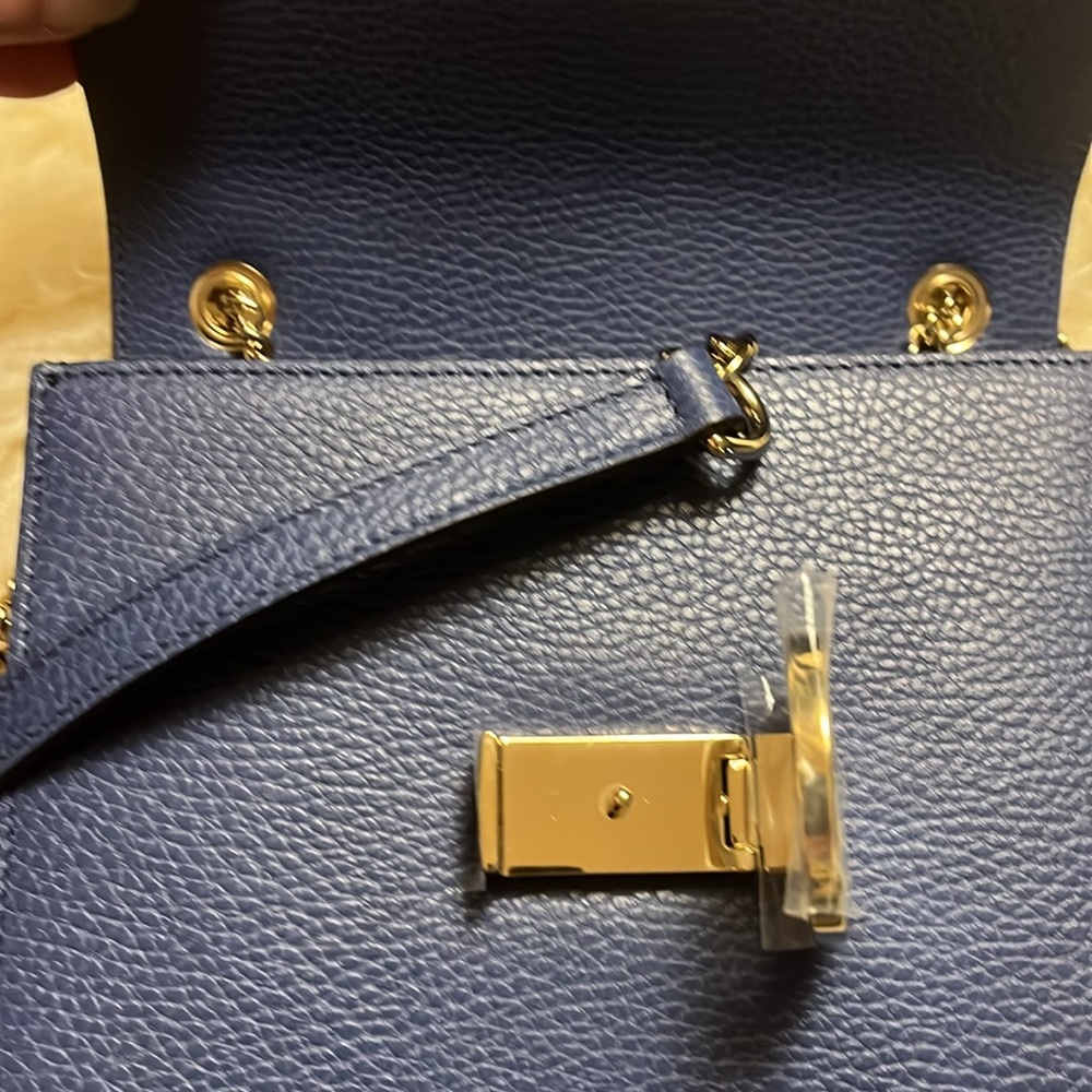 Gucci New Blue Leather Interlocking GG Marmont Small Crossbody Purse *Authentic - Picture 12 of 13